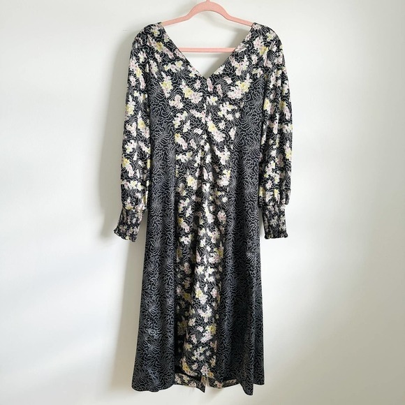 Cinq a Sept Black Mixed Floral Jessica Midi Dress sz 2 $425 - Picture 11 of 14